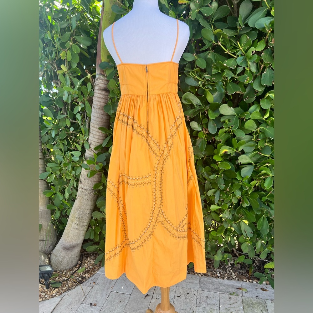 Ulla Johnson Handmade Mariza Dress Papaya Orange Embroidered Size 2 - Picture 3 of 12